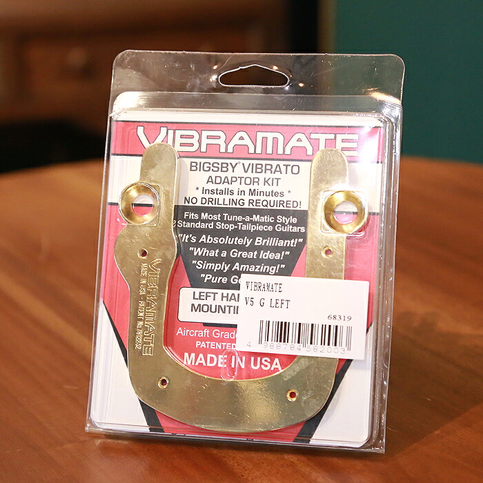 VIBRAMATE V5 Left-handed, Gold ヴィブラメイト ビグスビー テイルピース専用 マウントキット Bigsby B5ヴィブラート レフティ