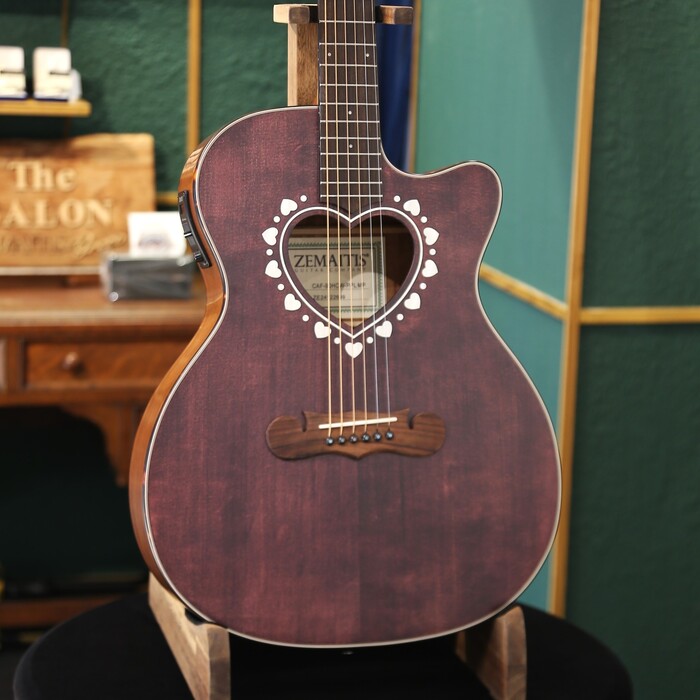 【ストラッププレゼント】 Zemaitis ゼマイティス アコースティックギター CAF-90HCW, Purple Mother of Pearl エレアコ カッタウェイ オーケストラサイズ ハート
