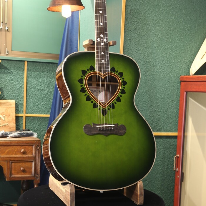 限定カラー Zemaitis AAJ-3000HW-E Green Burst ゼマイティス アコースティックギター ジャンボサイズ グリーン エレアコ ギグバッグ付 ハート