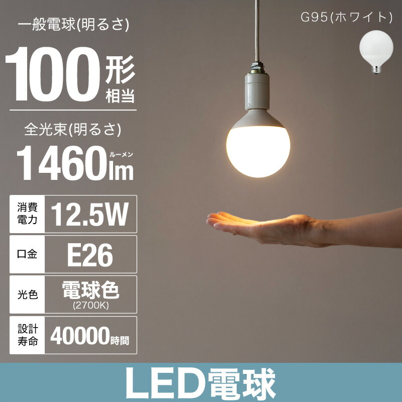 楽天市場】(60W相当) G95 フィラメントLED 60W G95 ボール形 E26 CL