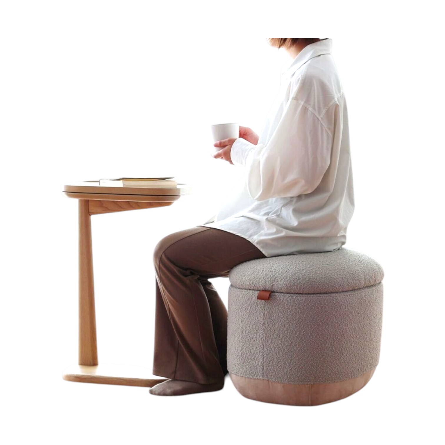 MARCHEF 納める付き添い人 腰掛け オットマン ラウンド型 約28L 納める付き添い人腰掛け オットマン 長椅子 1人掛け  長椅子 女性議長 居敷き 居敷き 納める腰掛け フタ付き添い人 マル料理人 調度品 COSTCO 隠す納める リビング取り片づける スッキリ足置き
