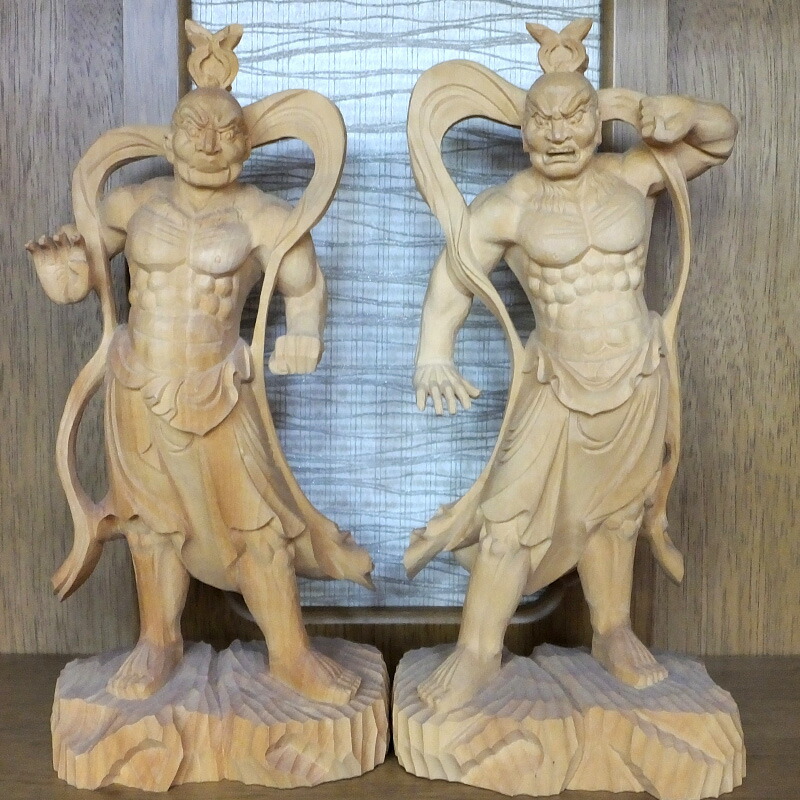 楽天市場】仏像 陶器製 2体組 金仁王像 ア1体とウ1体のセット 規格 大