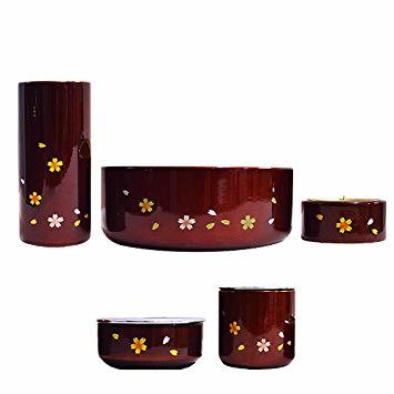 モダン仏具 あおい小紋蒔絵（タメ塗)5点ｾｯﾄ