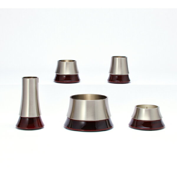 モダン仏具　すっとライン(溜シルバー)5点セット