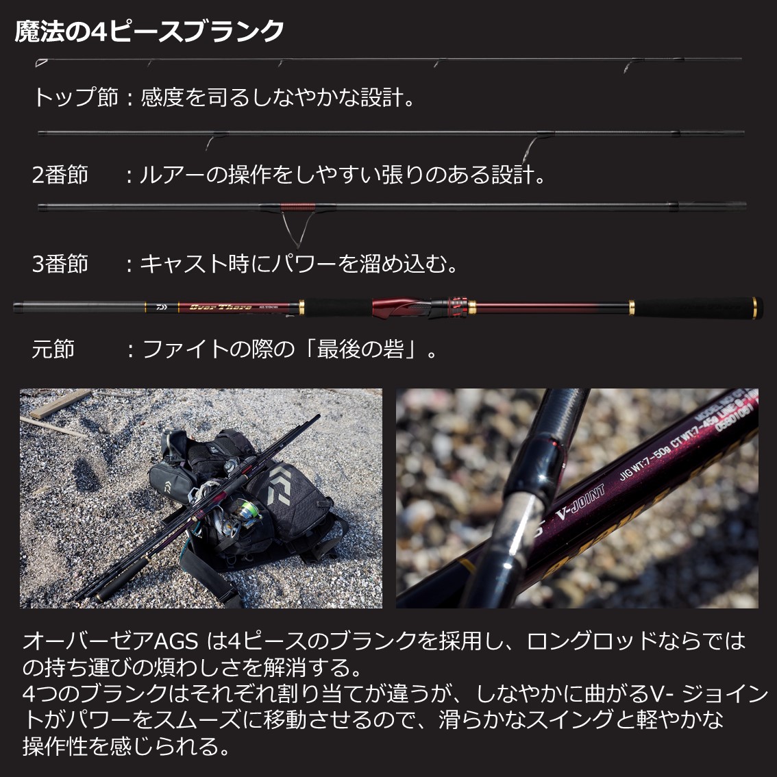 ダイワ(DAIWA) オーバーゼアAGS ショアジギング 標準全長2.92m /継数4