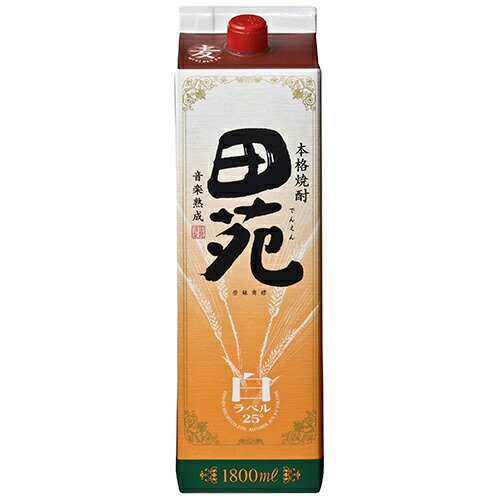 田苑酒造 麦焼酎 田苑 白ラベル 25度 1.8Lパック 1800ml×6本 1ケース u-yu