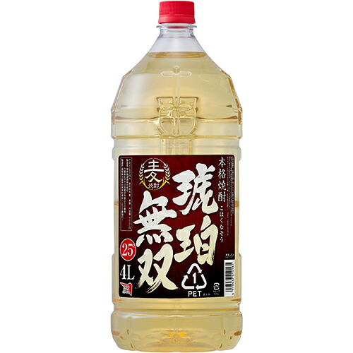 福徳長酒類 麦焼酎 琥珀無双 4Lペット 4000ml&times;4本 1ケース u-yu｜酒のZenjin 店 9,781円