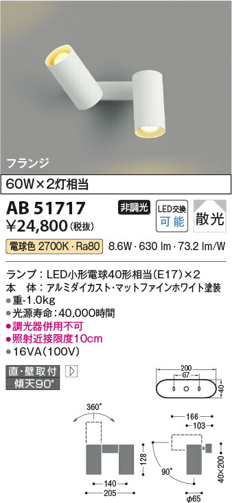 【LED注目の的】【白熱電球色】【on-off印字機】【直付印字機】AB51717