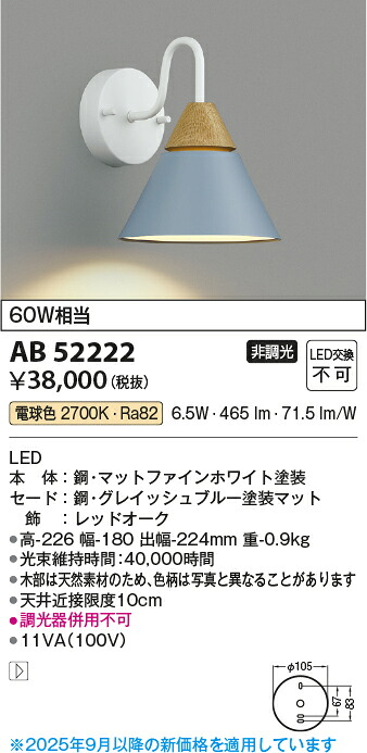 【LEDブラケット】 【電球色　on-offタイプ】 AB52222