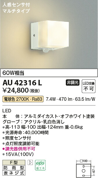【ＬＥＤアウトドアともし火】【白熱電球色 マルチ印字機】【人感検出器付】金42316L