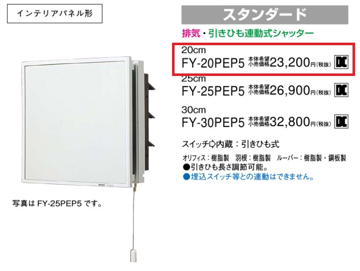 楽ギフ_のし宛書】 FY-25PEP5 パナソニック インテリア形換気扇