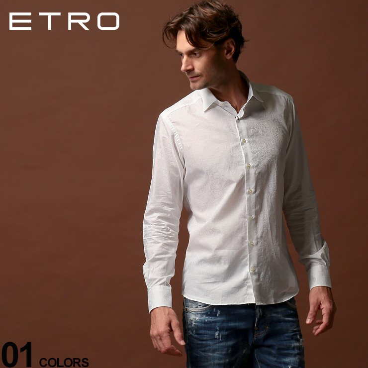 超格安一点 Etro エトロ シャツ Sale 1 C Et 光沢 柄シャツ トップス メンズ ブランド White 総柄 コットン100 白シャツ 長袖 12 Bhavaspa Com