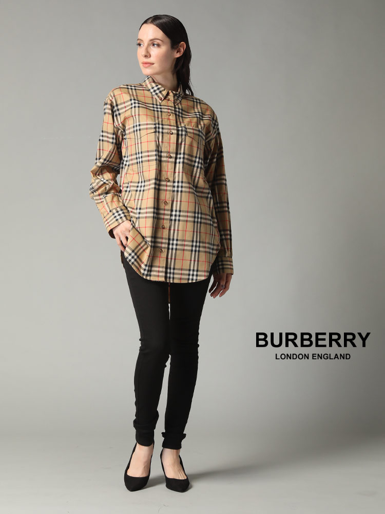 バーバリー レディース シャツ 長袖 コットン ストレッチ BURBERRY