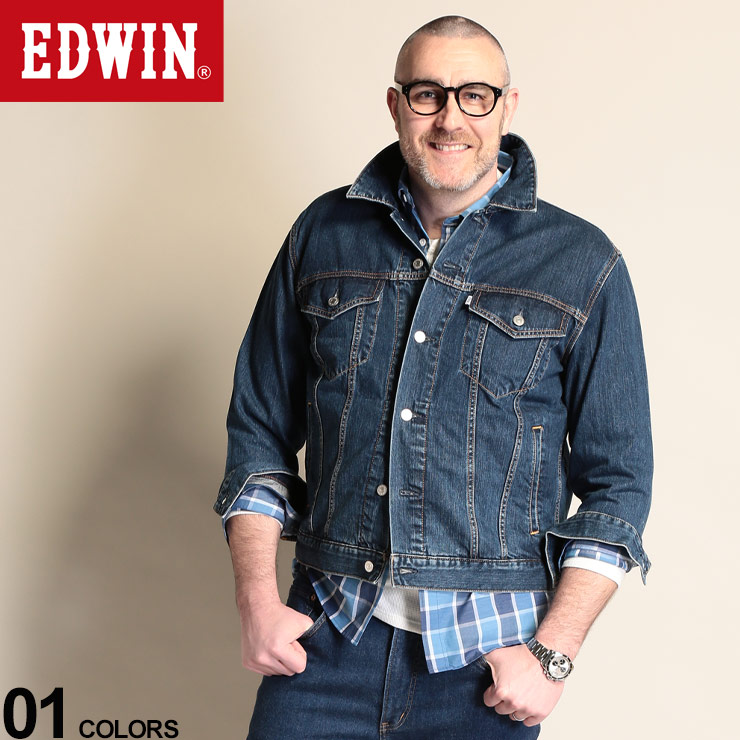 メーカー包装済 楽天市場 大きいサイズ メンズ Edwin エドウィン 綿100 ポケット フルボタン デニム ジャケット ネイビー ジャケット Gジャン デニム 春物 ボタン コットン ベーシック シンプル Etl4l ゼンオンライン楽天市場店 超歓迎