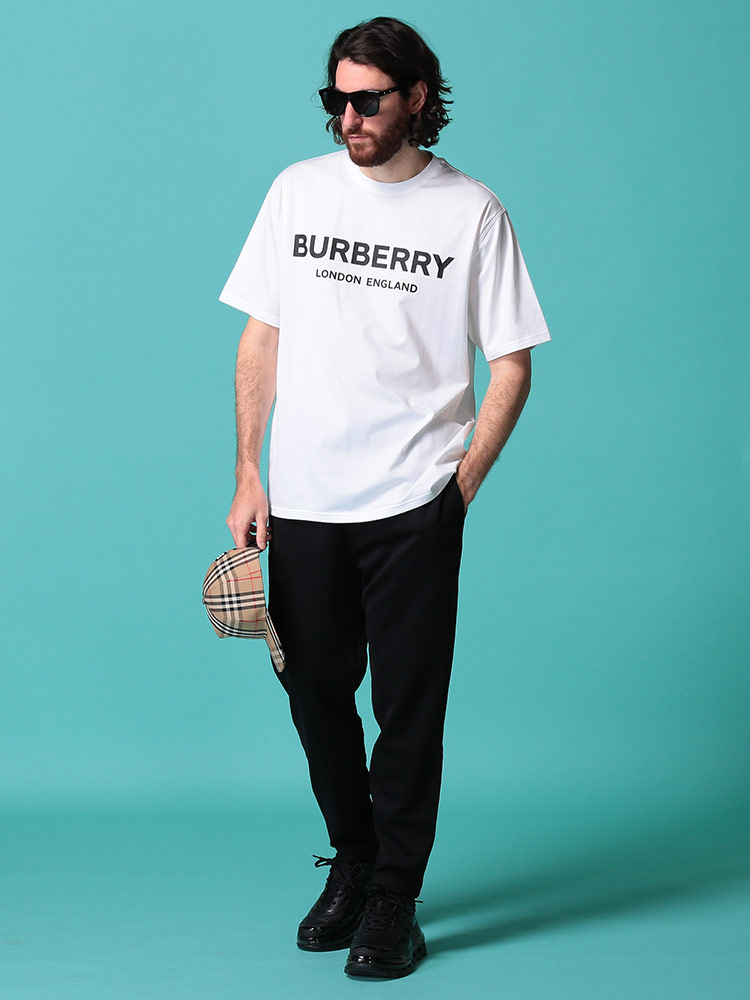 バーバリー メンズ Tシャツ 半袖 BURBERRY ロゴ プリント 白 ブランド