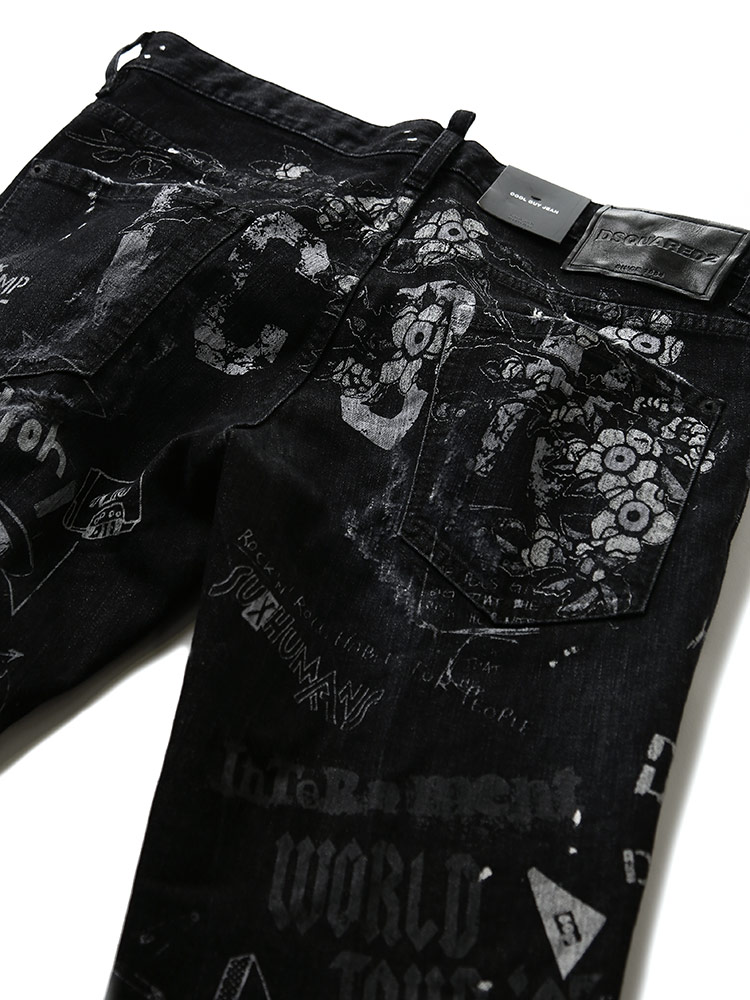 ディースクエアード メンズ ボトムス デニムパンツ Dsquared2 ロックプリント ウォッシュ ダメージ加工 ボタンフライ ジーンズ Coolguy ジーンズ Coolguy ブランド ボトムス ストレッチ D2la0008s ゼンオンライン店dsquared2 ディースクエアード ブランド メンズ