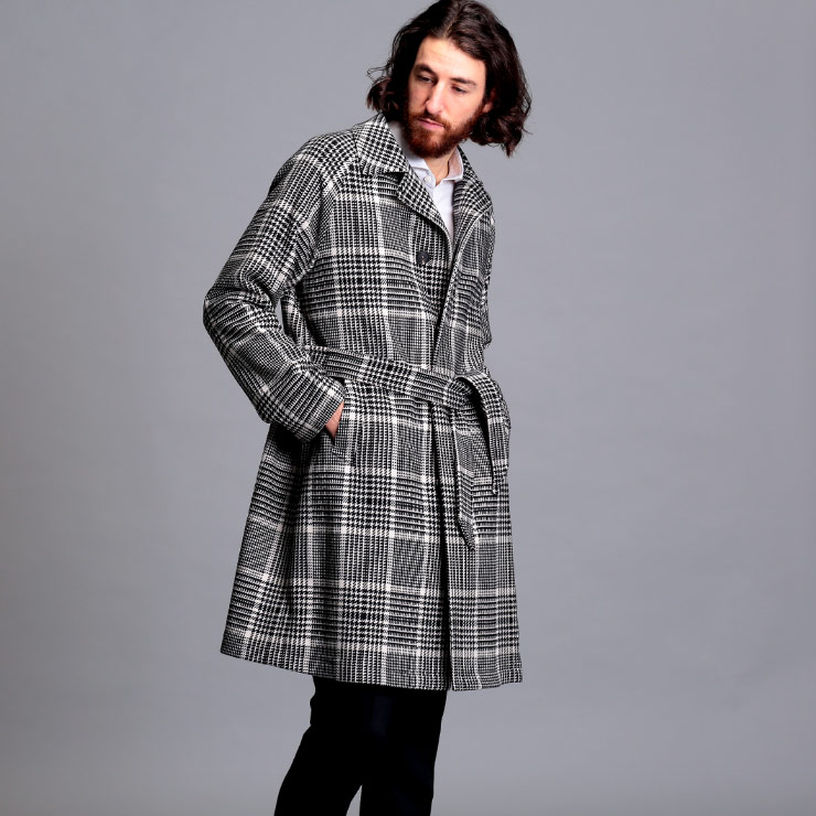 国内正規総代理店アイテム短納期 liatore タリアトーレ ロングコート コート チェック ウール ラップコート ブランド コート グレンチェック アウター メンズ Sale 2 B ゼンオンライン店年秋冬新作 ロングコート ウエストベルト チェック Tgsalom77qic245