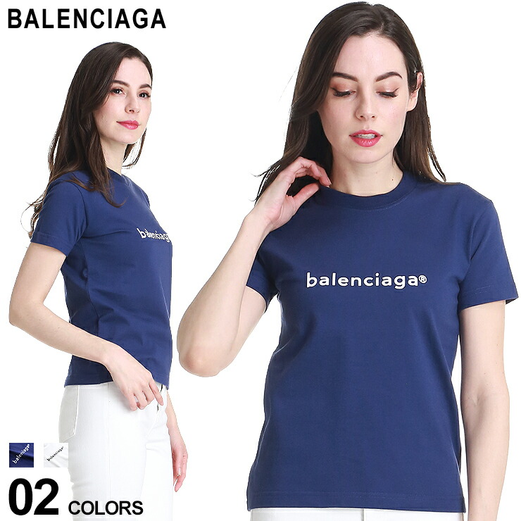 人気特価激安 バレンシアガ レディース Tシャツ Balenciaga ロゴ プリント クルーネック 半袖 New Copyright ブランド トップス ロゴt コットン ltiv54 海外最新 Gmsaz Com