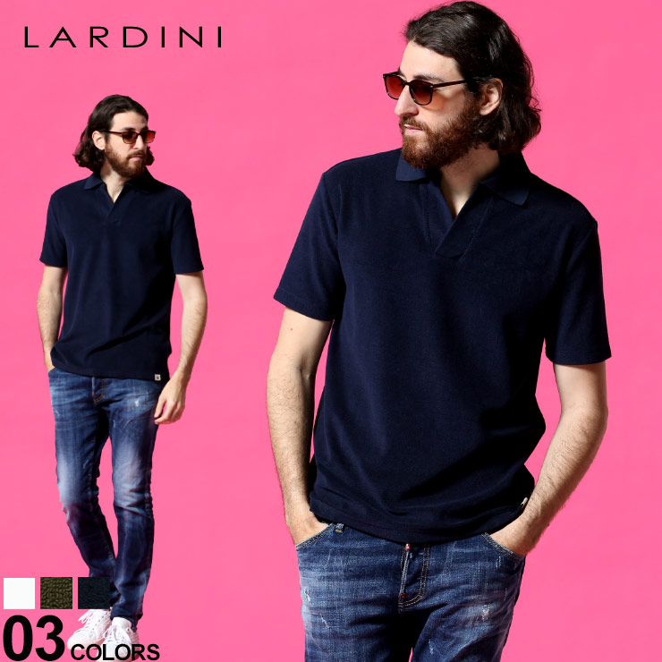 海外ブランド ラルディーニ メンズ Lardini パイル地 スキッパー 半袖 ポロシャツ ブランド トップス パイル コットン Ldlpmc53el 特別訳あり特価 Www Fulghum Com
