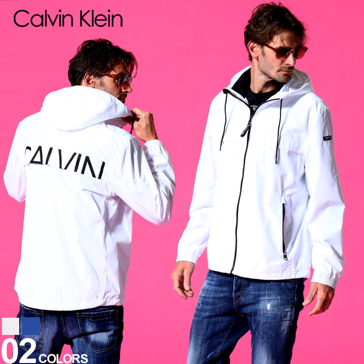 内祝い カルバンクライン メンズ ナイロンジャケット Calvin Klein ロゴ バックプリント フード ナイロンパーカー ブランド アウター ブルゾン 裏メッシュ Ckcm ゼンオンライン店 豪華 Www Sha Edu In