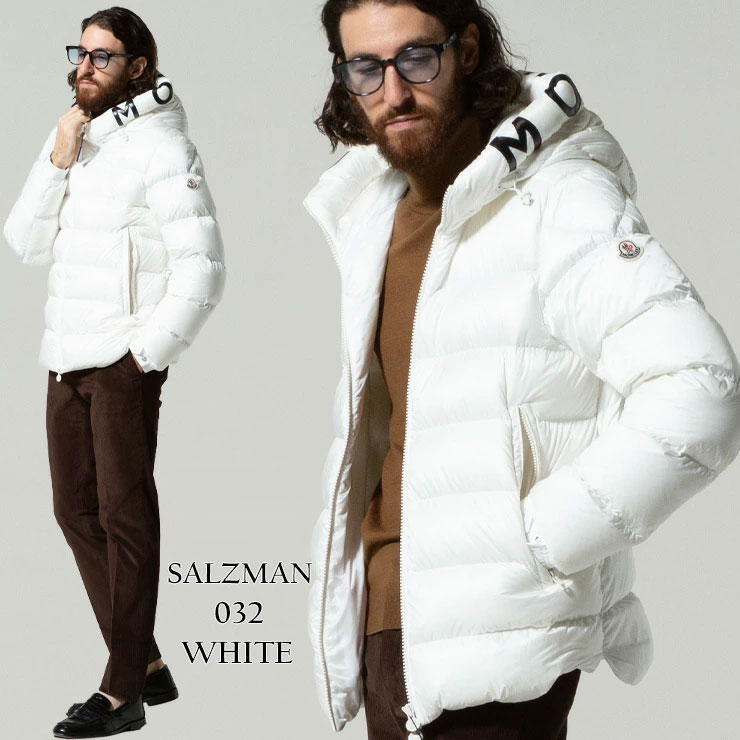 楽天市場 モンクレール メンズ Moncler ダウンジャケット ロゴ フード ナイロン ダウンブルゾン Salzman サルズマン 白 ブランド パーカー アウター Mcsalzman1 ゼンオンライン楽天市場店