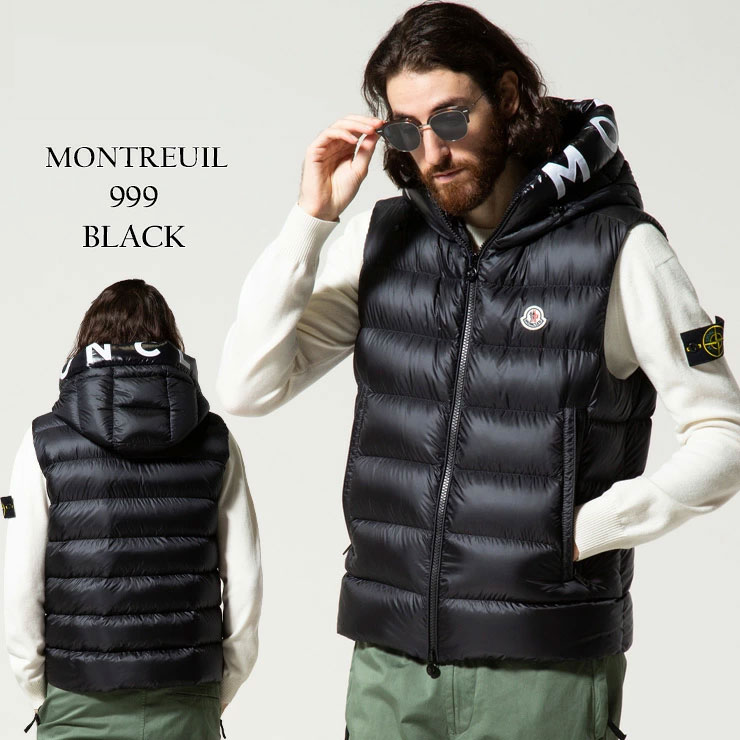 モンクレール メンズ Moncler フード ロゴ ダウンベスト Montreuil モントルイユ 黒 ブランド アウター ベスト ダウン Mcmontreuil1 21aw Hostalbuenosaires Cat