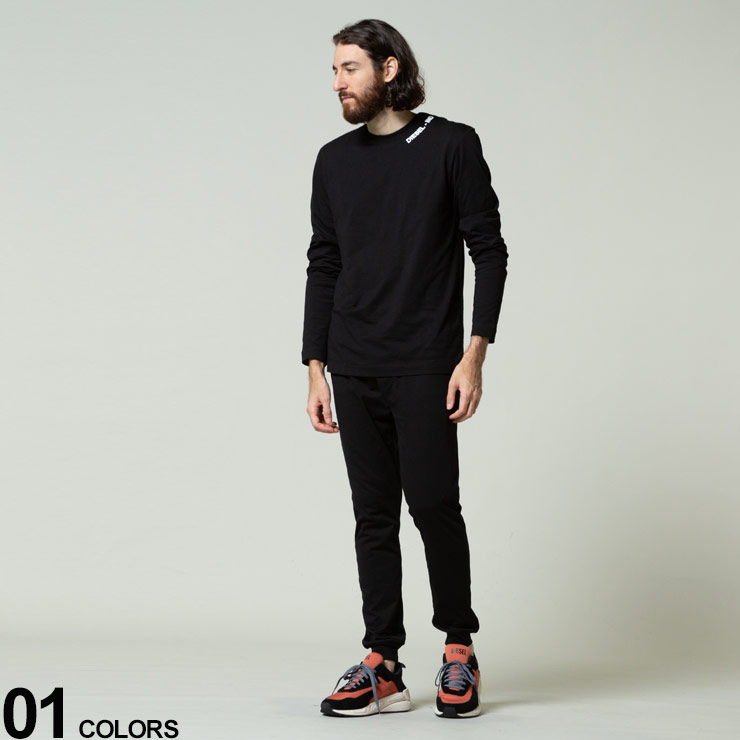 ディーゼル メンズ Diesel ロングパンツ ナイトウェア ルームウェア ロゴ クルーネック 長袖 Tシャツ ロングパンツ ブランド セットアップ 上下セット ルームウェア メンズ パジャマ Dsaaeax 銀座 店舗