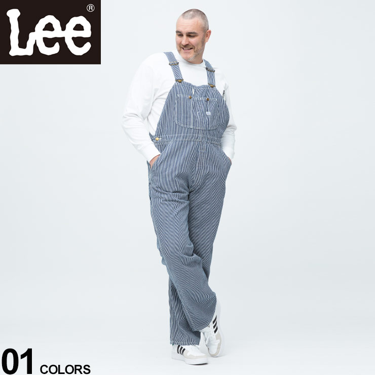 ファッションの ボタンフライ 綿100 リー Lee メンズ 大きいサイズ ヒッコリー Lml5l 作業着 ワイドパンツ つなぎ サロペット オールインワン オーバーオール オーバーオール