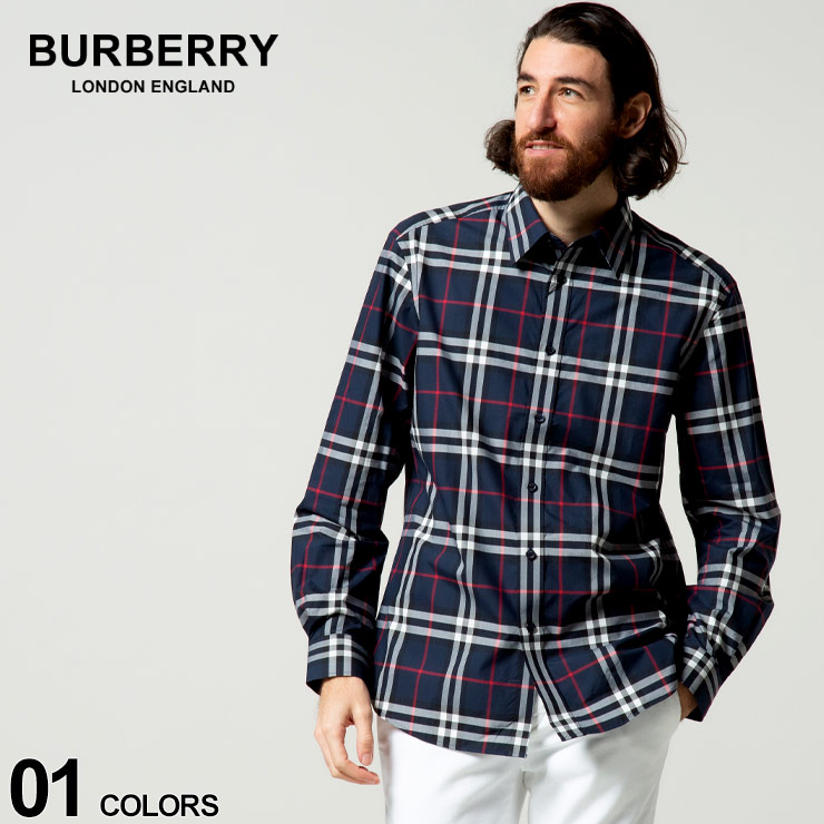 バーバリー シャツ メンズ Burberry チェック コットンポプリン 長袖 シャツブランド 男性 トップス 長袖シャツ チェックシャツ Seal限定商品