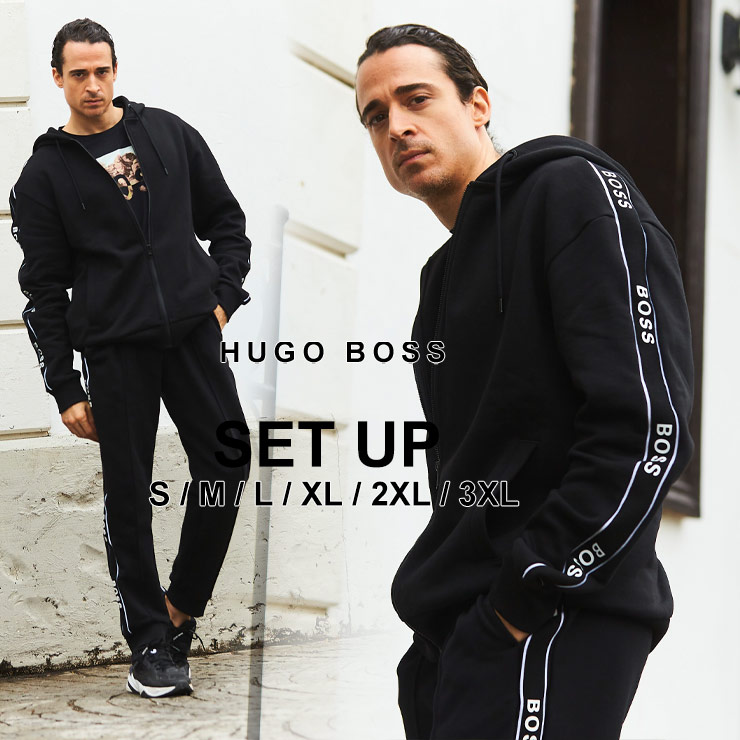 ヒューゴボス ジャージ セットアップ 上下セット メンズ Hugo Boss 裏起毛 サイドロゴ フルジップ パーカー ロングパンツ セットアップ ブランド 男性 セット スウェット Hbsu Sale 1 E かわいい新作