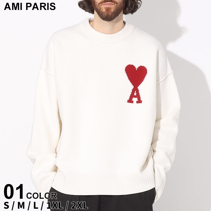 楽天市場】AMI PARIS アミパリス 胸ロゴ クルーネック ニット