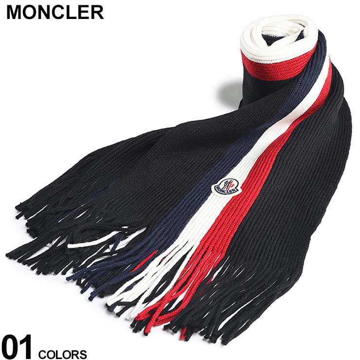 モンクレール(MONCLER)　バージンウール100%マフラー モンクレール マフラー ネイビー 国内正規品 （MONCLER - 人気