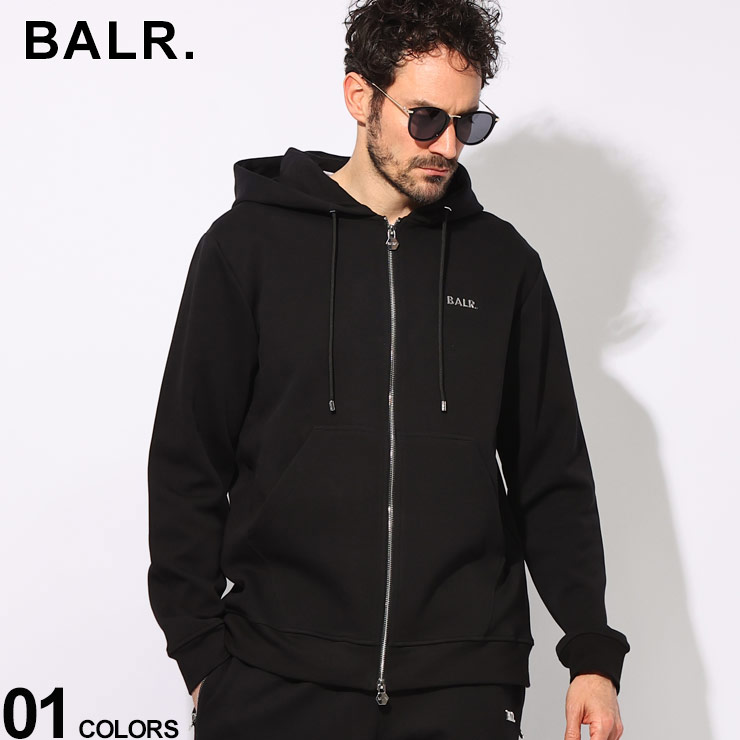 近年モデル BALR. ブラック フルジップパーカー セットアップ メタル ロゴ BALR. 【並行輸入品】ボーラー セットアップ ジップアップ