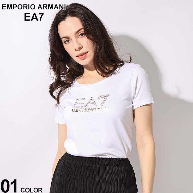 エンポリオアルマーニ EMPORIO ARMANI EA7 ラインストーンロゴ クルーネック 半袖 Tシャツ EA7L8NTT67TJDQZ ブランド レディース トップス Tシャツ 半袖 シャツ