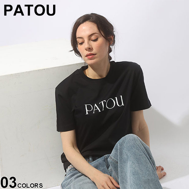 『PATOU』パトゥ (L) フロントロゴプリントTシャツ PATOU (パトゥ) コットン ロゴプリント クルーネック 半袖 T