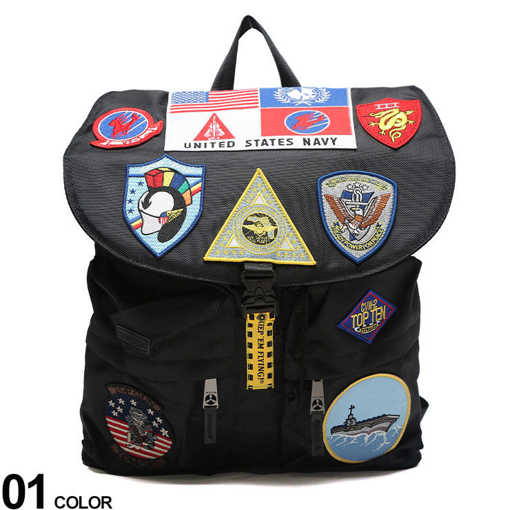 TOPGUN (トップガン) ナイロン アメリカンパッチワーク バックル開閉 ワイド バッグパック TGB2101D22 メンズ レディース バッグ 鞄 バックパック リュック