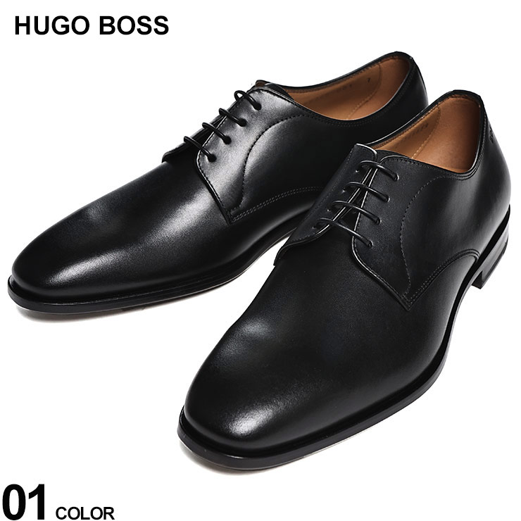 <超美品>HUGO BOSS イタリア製 ブラック レザーシューズ27.5cm HUGO BOSS (ヒューゴボス) PORSCHE×BOSS レザー ハイトップ