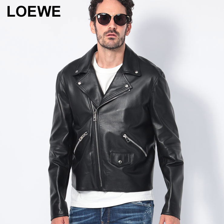 Loewe レザー ジップアップジャケット Zip-up jacket in nappa lambskin Black - LOEWE