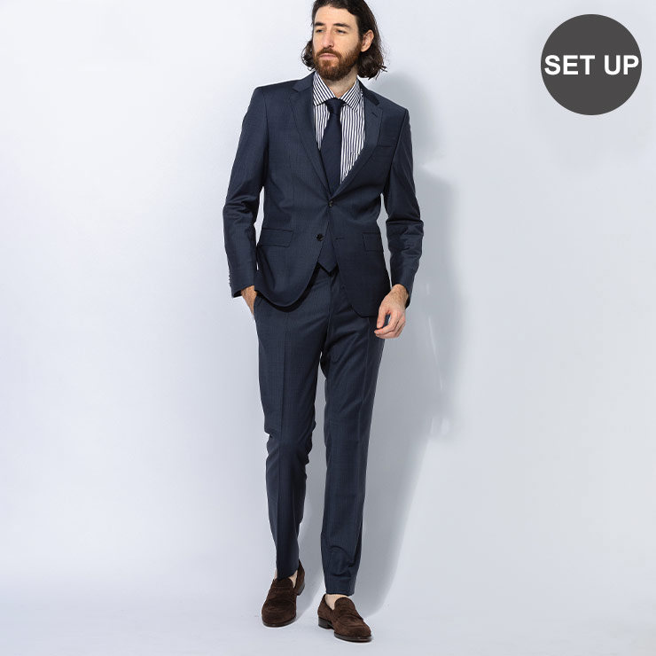 良品　HUGO BOSS　ヒューゴボス　グレー　ビジネススーツ　上下セットアップ HUGO BOSS (ヒューゴボス) ストレッチ シングル 2ツ釦 スーツ