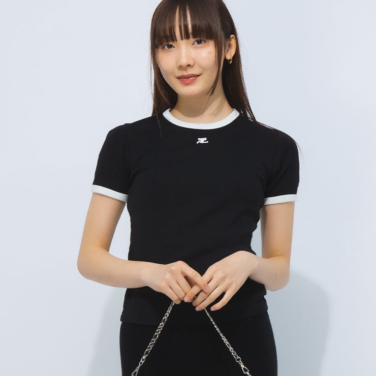 個人売り Courreges クレージュ ジャージーTシャツ Sサイズ ブラック ☆Courrèges☆クレージュ☆ ロゴTシャツ☆ black☆ - メルカリ