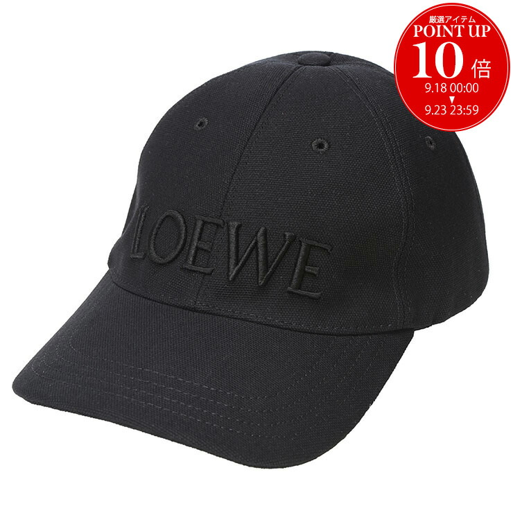 美品・鑑定済★ロエベ　ラバーロゴ　アナグラム　ベースボール　キャップ　黒　59 ロエベ アナグラム キャップ 59 コットン ブラック A3112587