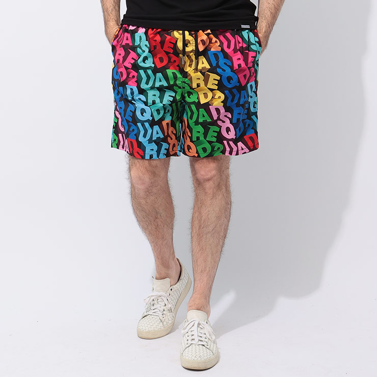 ディースクエアード DSQUARED2 オールオーバー 総柄 ロゴプリント スイム ショートパンツ ALL OVER LOGO D2D7BM16100 ブランド メンズ スイムパンツ ショートパンツ 柄パンツ 水着 sale_3_a