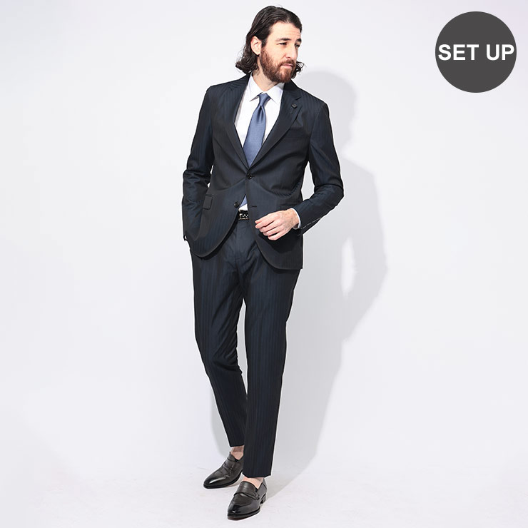 300高級イタリア製 ラルディーニ スリーピース ブートニエール スーツ LARDINI（ラルディーニ）3つボタンスーツ/花ブートニエール付