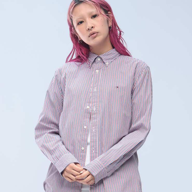 TOMMY HILFIGER (トミーヒルフィガー) 綿100％ ストライプ レギュラーフィット ボタンダウン 長袖 シャツ MW0MW37549 メンズ 男性 トップス シャツ 長袖シャツ 羽織り インナー アメトラ 7,508円