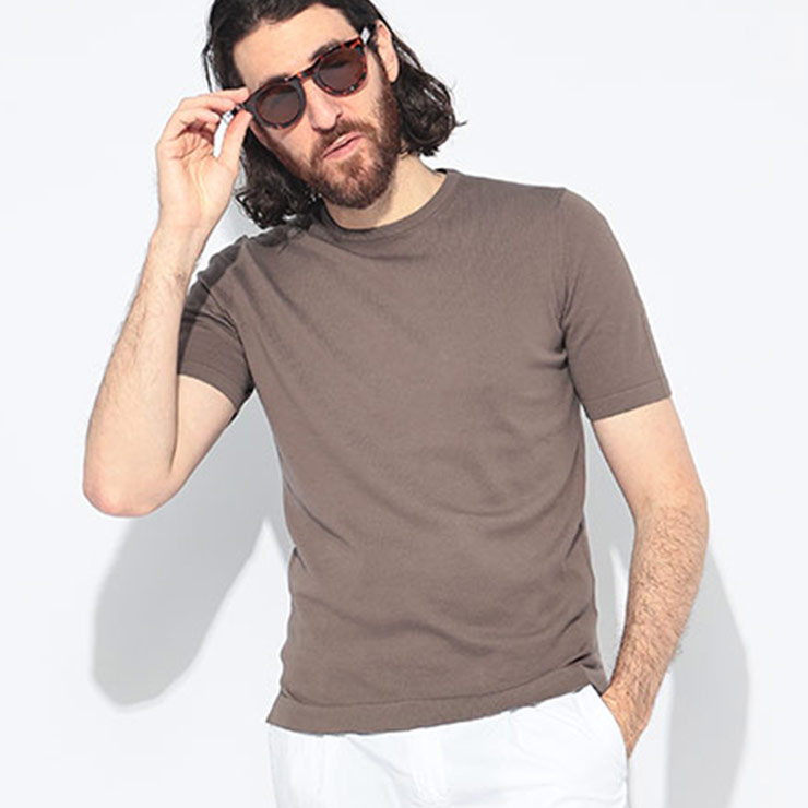 グランサッソ GRANSASSO 無地 クルーネック 半袖 ニット Tシャツ GRS5813818120 ブランド メンズ 男性 トップス Tシャツ ニットT コットン 春 夏 sale_1_a