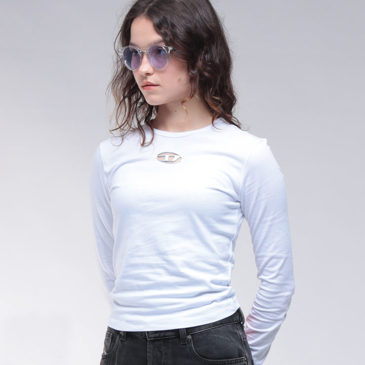 ディーゼル DIESEL オーバルD クルーネック 長袖 Tシャツ DSLA194380CLBR ブランド レディース トップス Tシャツ ロンT コットン シンプル