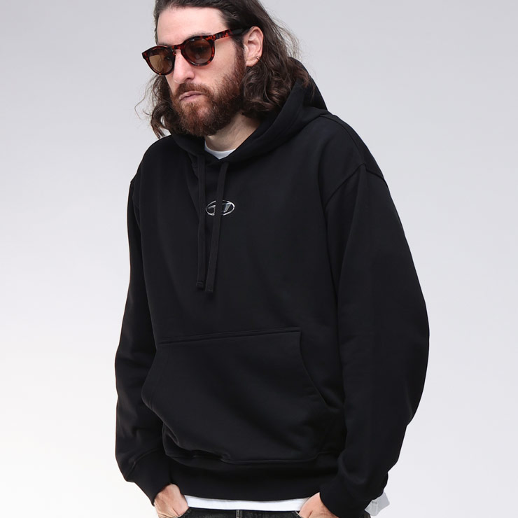 DIESEL カーディガン　袖ロゴ 黒 ニット ジャケット ルーズフィット 7537217565.jpg