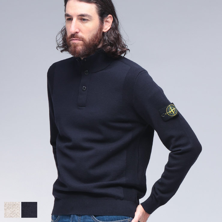 STONE  ネイビー 長袖ニット STONE ISLAND（ストーン アイランド） クルーネックニット セーター