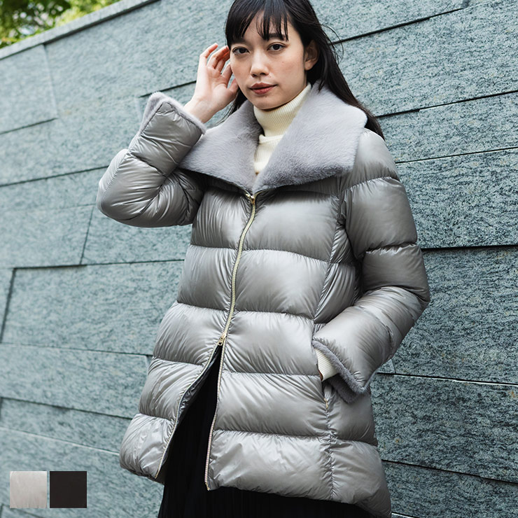 HERNO ダウンジャケット ファー グレー 42（M相当） HERNOファー付き