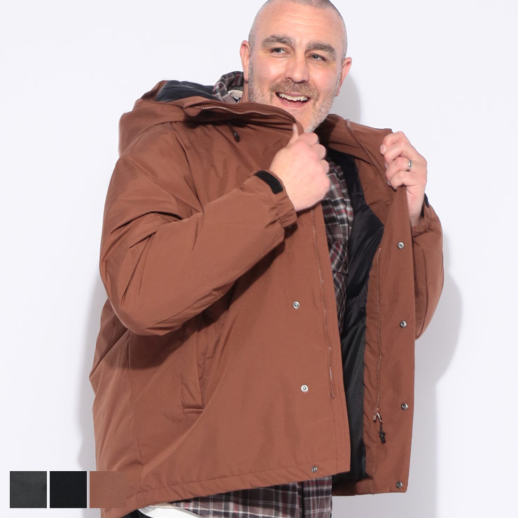 B&T CLUB ビーアンドティークラブ ダウンジャケット 3L 4L 5L 6L 7L 8L 9L 10L EVOL-TEX エボルテックス 撥水 防風 スマートダウンパーカー ジップ ミドル丈 アウター フード フルジップアップ 秋 冬 大きいサイズ メンズ 黒|ゼンオンライン店